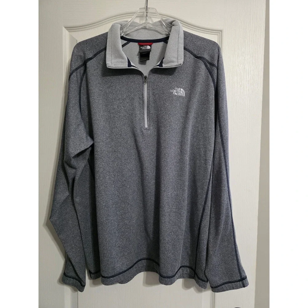 The North Face Men XL Gray FlashDry Quarter Zip Pullover Active Long Sleeve